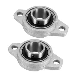 sourcingmap KFL005 Flanged Pillow Block Bearing, 25mm Bore Diameter, Zinc Alloy/Chrome Steel, Set Screw Lock (Pack of 2)