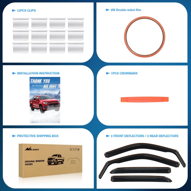 Nilight Window Rain Guards for Dodge Ram 2500 3500 Crew