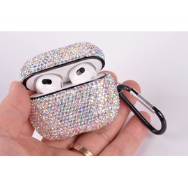 Sparkly Case Compatible with AirPods pro with Keychain,Shockproof Protective Premium Bling Rhinestone Cover Skin for AirPod Pro Charging Case(AB for AirPods Pro)