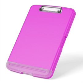 Rimilak Plastic Clipboard with Storage, 8.5 x 11 High Capacity Folio Nursing Case with Pen Holder, Size 14.2 x 9.6 x 1.2″ Folder Side-Opening for Classroom, Teacher, Smooth Writing, Magenta