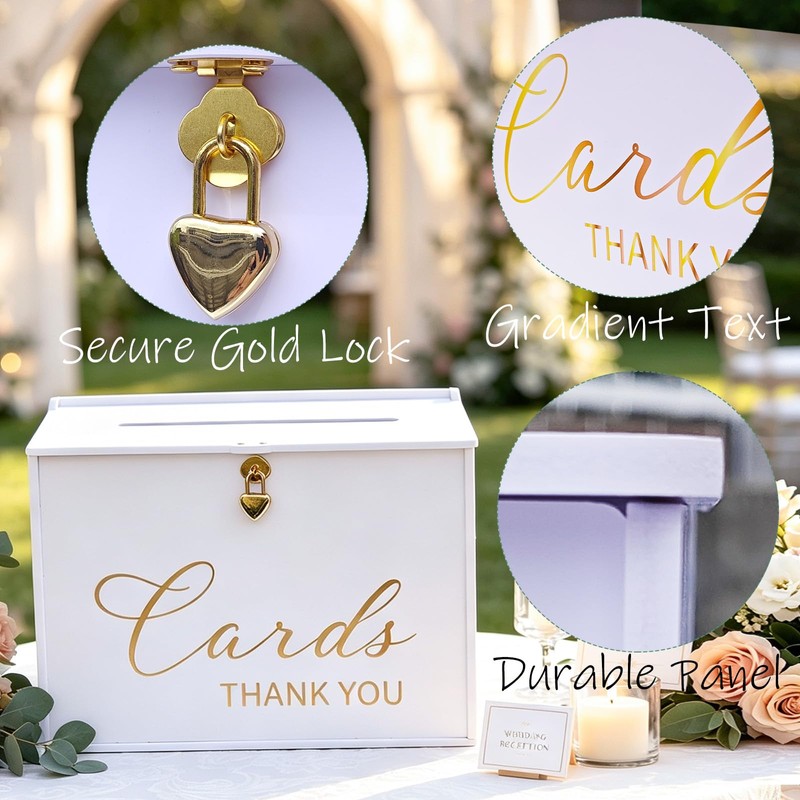 Extra Large Card Box with Lock & Slot, Big Wedding
