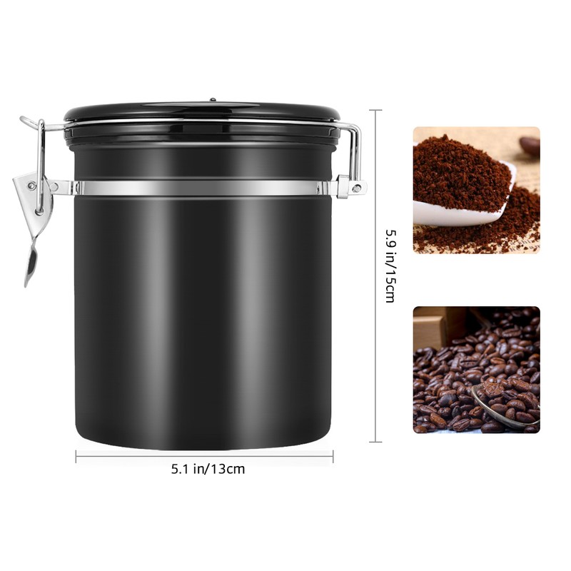 1.5L 304 Stainless Steel Airtight Coffee Beans Container Storage Canister