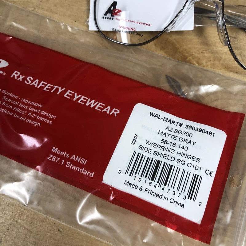 Hilco A2 SG300 Matte Gray Safety Eyewear Frame 56-18-140 New