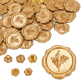 60 Pack Wax Seal Stickers, Gold Adhesive Envelope Sealing Stickers Decoration, Perfect for Invitation, Christmas, Gift Wrapping, Wedding Birthday Party (Bronze, 6 Styles)
