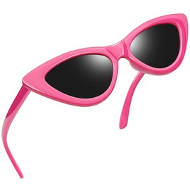 Joopin Cat's Eye Sunglasses Women's Retro and 90s Women's Sunglasses Polarised Cat Eye UV400 Protection Classic Vintage Triangle Party Glasses, A07-retro pink (black lenses)