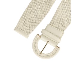 Allegra K Womens Wide Woven Waist Belts Braided Belts for Dress Chunky Buckle White 60-90cm/23.62-35.43"