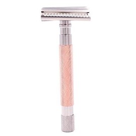 Parker's - Maquinilla de afeitar semiinclinada de seguridad y 5 cuchillas Parker de doble filo, color oro rosa