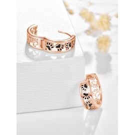 Dreamboat Paw Print Hoop Earrings for Women 925 Sterling Silver Rose Gold Plated Dog Cat Paw Huggie Earring Jewelry Gifts