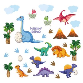 Runtoo Dinosaur Wall Decals Dino Adventure Wall Stickers Kids Boys Baby Nursery Bedroom Wall Décor