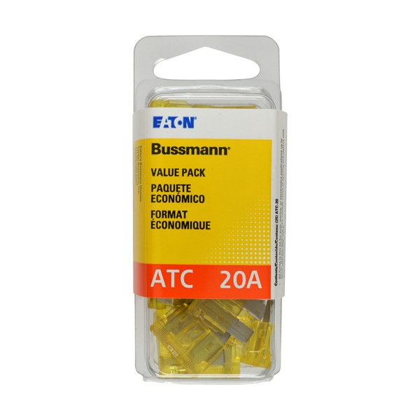 Bussmann (VP/ATC-20-RP) Yellow 20 Amp 32V Fast Acting ATC Blade Fuse, (Pack of 25)