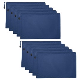 PATIKIL Waterproof Zipper File Bags, 10 Pack A4 Document Holders Pencil Pouch for Office, Navy Blue