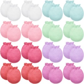 16 Pairs Newborn Baby Cotton Mittens No Scratch Gloves Unisex Newborn Mittens for baby Boys Girls 0-6 Months (Eye-catching Color)