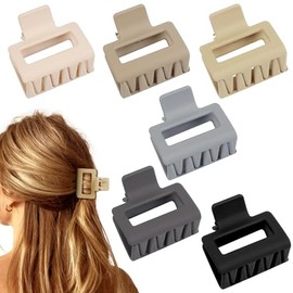 AIBFRID Pinzas para el cabello medianas para mujeres y niñas, 6 unidades, rectangulares mate de 5 cm, pequeñas pinzas para el cabello para cabello fin