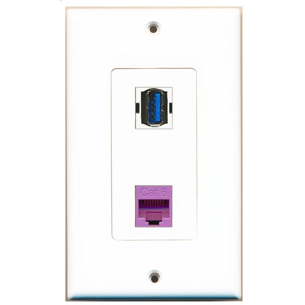 RiteAV 1 Port Cat6 Ethernet Purple 1 Port USB 3