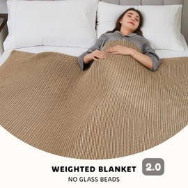 L'AGRATY Knitted Weighted Blanket - 50"x60" 7lbs Cooling Chunky Knit Heavy Blanket for Adults Braided Crochet Throw Thick Cable Yarn Knit Decorative No Beads Evenly Weighted Machine Washable