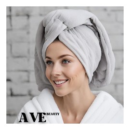 Ave Beauty Microfiber Hair Towel Wrap - Super Absorbent Microfiber, Quick Dry Towel for Anti-Frizz, Curly & Thick Long Hair, Towels for Women & Men, Fast Drying Towel, Nourishing Hair Care