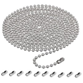 BYTLEOUTJ 2pcs 4.5mm Stainless Steel Roller Blind Beaded Pull Chain Extension, Silver Ball Bead Chain Replacement for Roller Blinds, Window Shades, and Curtains, Durable and Easy to Install(200m)