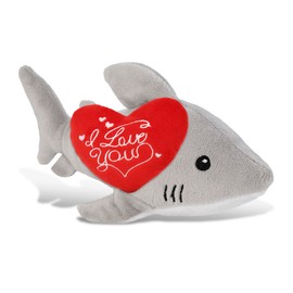 DolliBu I Love You Valentine Plush Super Soft Shark - Cute Stuffed Animal with Red Heart and Name Personalization Gift for Valentines Day, Birthday, Anniversary, Romantic Date - 6 Inches