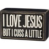 Primitives by Kathy Box Sign-Cuss A Little, 4x2.5 inches, Black,