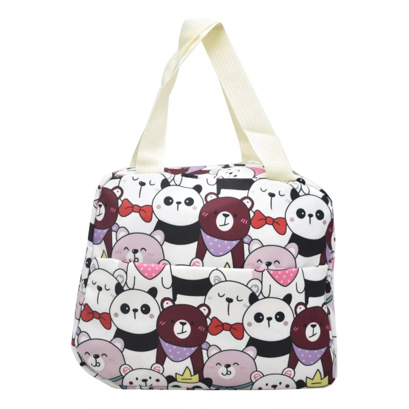 Lluvia Mochila Lonchera Lapicera Osos Con Accesorios Estampada Blanca Primaria