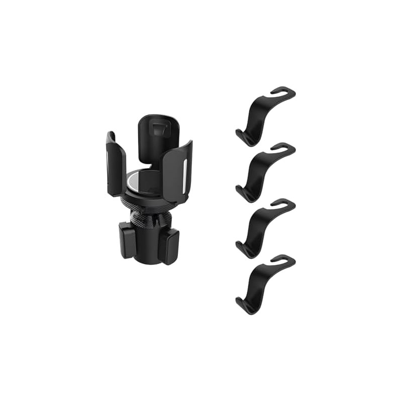 Portavasos Ajustable para Auto, Negro, Extensible, Compatible con Tazas y
