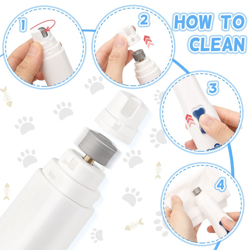 Dreamon Dog Electric Nail File Grinders, Pet Nail Trimmer Low