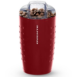 OVENTE Electric Coffee Grinder - Small Portable & Compact Grinding Mill with Stainless Blade for Bean Spices Herb and Tea, Perfect for Home & Kitchen - Maroon CG225M