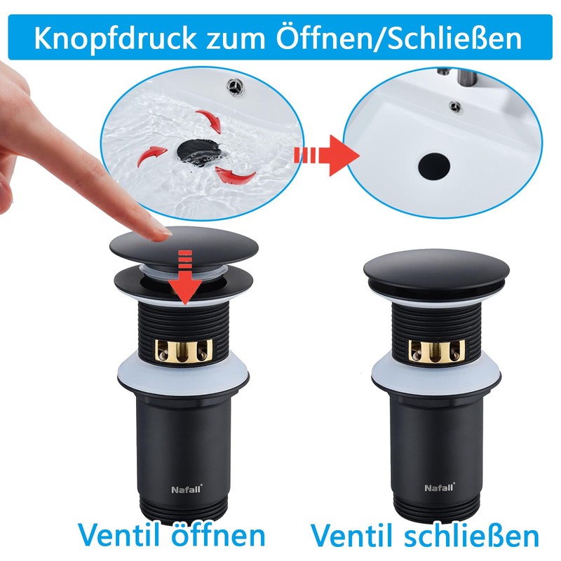 Nafall Drain Fitting Sink with Overflow - Pop Up Valve