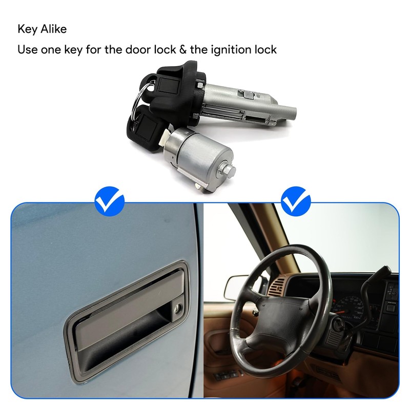 Ignition Switch Lock Cylinder and Door Lock Cylinder Set with