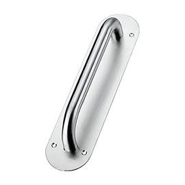 Stainless Steel Door Pull Handle Plate Commercial Door Handle, Door Pulls Plate - No Sharp Edge - Screws Included 11inches (Round, 1 Piece, Large)