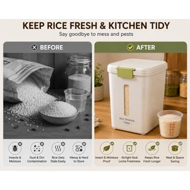 Beige Plastic Kitchen Storage Containers with Lids