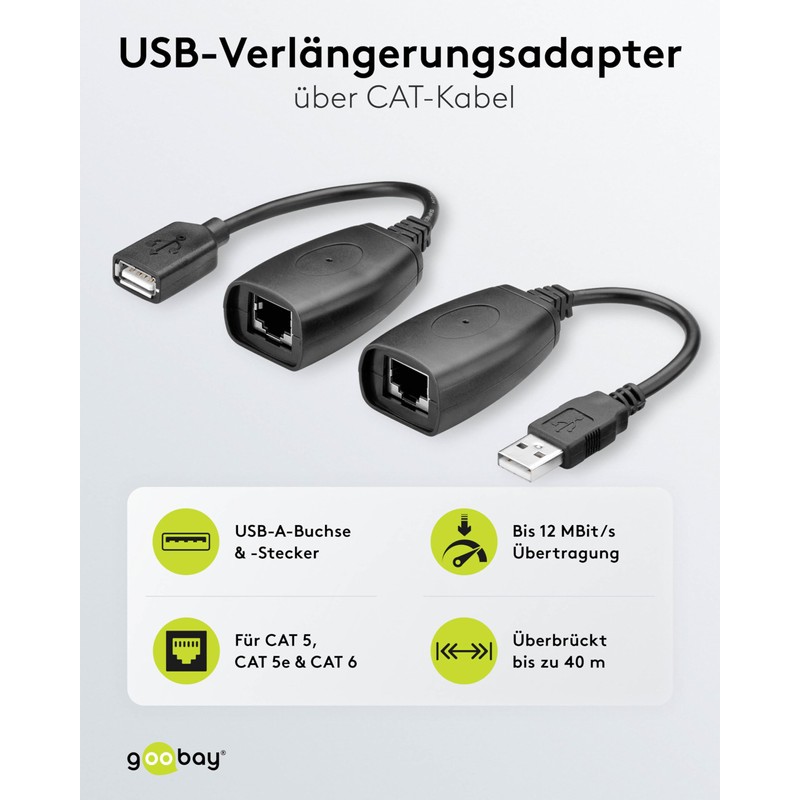 Goobay 93321 USB auf RJ45 Buchse Verlängerung / USB auf