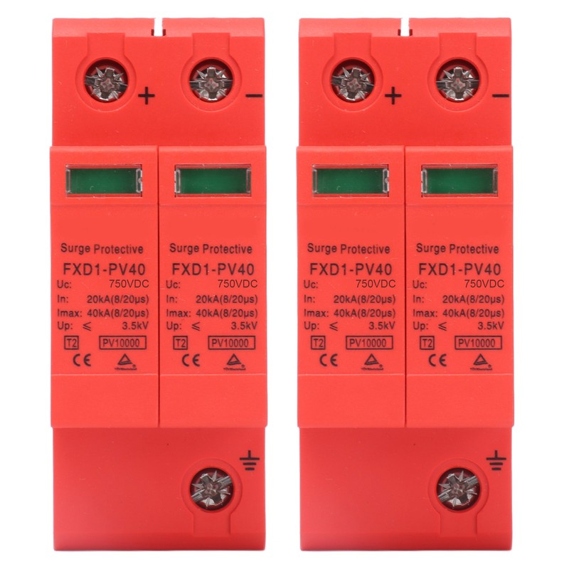 2Pcs Surge Protective Devices DC Photovoltaic Arrester 2P 40KA with