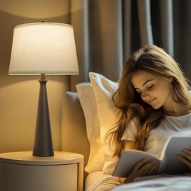 Oneach 25.75" Modern Table Lamp for Bedroom Set of 2, USB C Port, Black