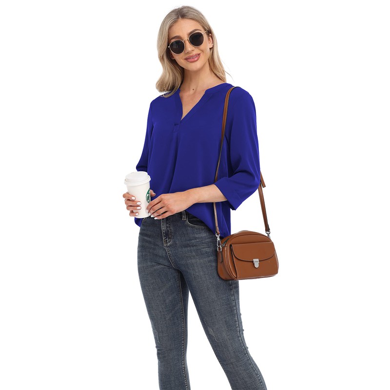 VIISHOW Blusa Casual de Gasa para Mujer, Manga 3/4, Cuello