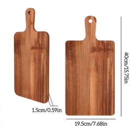 Large Acacia Wood Cutting Board with Handle, 16 x 8 Inch Serving Board