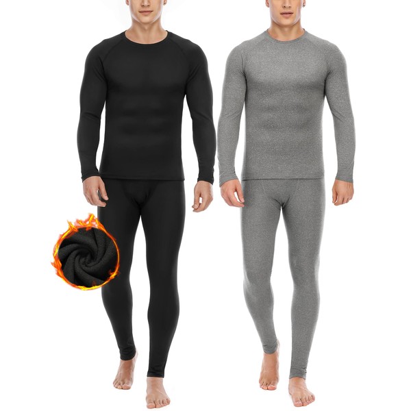 Roadbox 2 Pack Men's Thermal Underwear Long Johns Set -