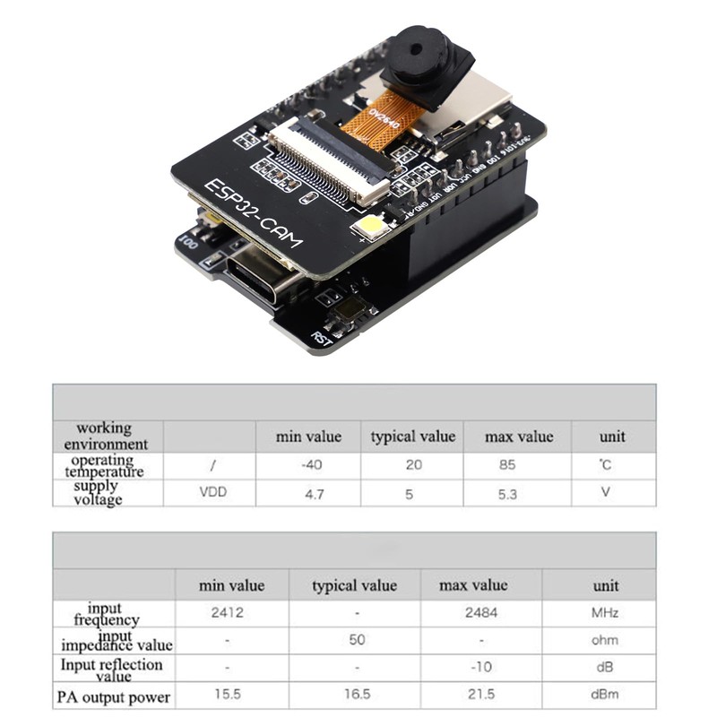 ARCELI ESP32-CAM WiFi Bluetooth Module, Camera Module USB C Development
