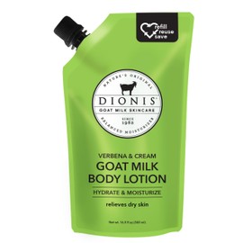 Dionis Goat Milk Skincare Body Lotion 20 oz Refill Pouch, Cruelty Free Clean Ingredients & Dermatologist Tested Lotion for Dry Skin - Hydrating & Deeply Moisturizing Rich in Vitamins, Verbena & Cream