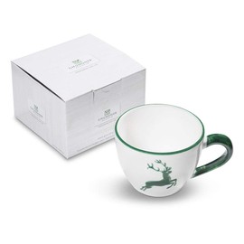 GMUNDNER KERAMIK Tea Cup Maxima Capacity 0.4 Litres Green Deer Crockery Handmade in Austria