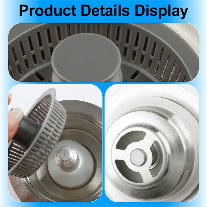 Lotsdonxia 3-in-1 Kitchen Sink Plug & Strainer Combo – Anti-Clogging