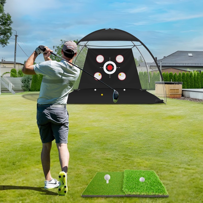 MONOJOY Golf Hitting Mat – 16"x23" Dual-Turf Foldable Golf Practice