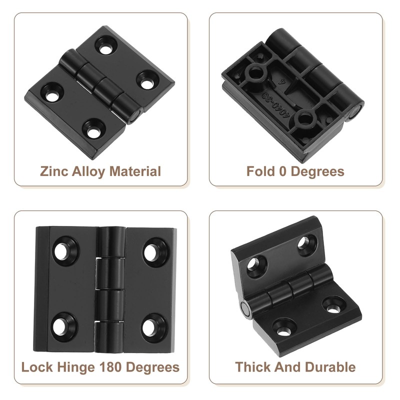 uxcell 2Pcs Adjustable 180 Degree Hinges, 50mmx62mm Zinc Alloy Locking