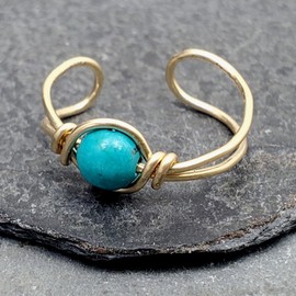14k Gold Filled Turquoise Gemstone Huggie Clip On Ear Cuff - No Piercing Needed - December Birthstone