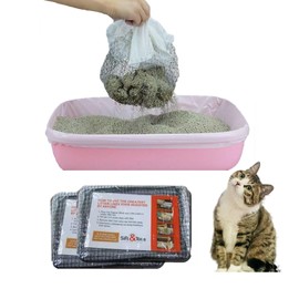 Sifting Cat Litter Bags Jumbo Thick Cat Litter Box Liners with Holes Disposable Extra Large Cat Pan Liners with Drawstring Scratch Resistant Quick Clean for Kitty Litter Box,19 * 15 * 7 In,20 Count