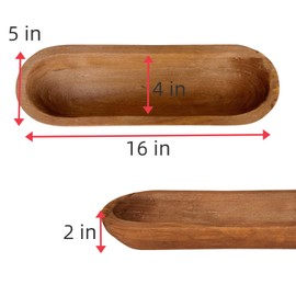 Phinicco 16“ Long Wood Dough Bowl Hand Carved Wooden Dough Bowls for Decor Rustic Wood Dough Bowls Decorative Wooden Dough Fruits Bowl for Table Centerpiece