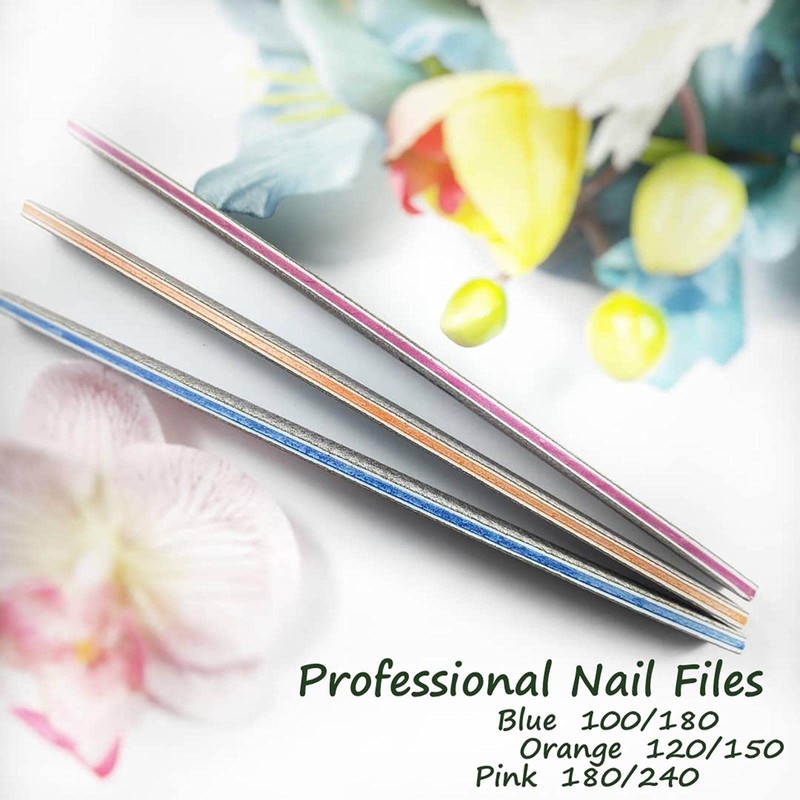 Set of 6 Nail Files Half Moon Professional Emery Boards