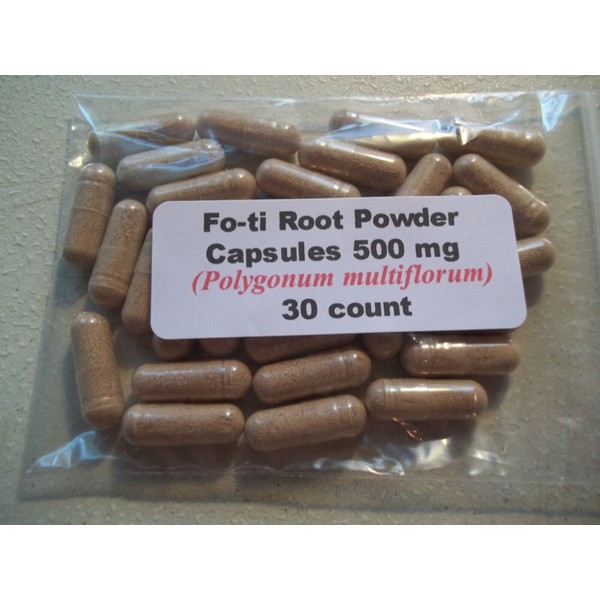 Fo-ti Root Powder Capsules (Polygonum multiflorum) 500mg.  30 count 