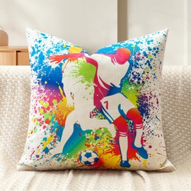 JOTOM Cushion Cover 45x45 cm Football Gifts for Men Women Gaming Decorations Throw Pillow Cover Square Pillow Case for Home Decor Living Room Bed Couch Sofa 18x18 Inch (Football)