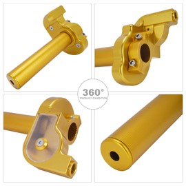 IUVWISN Motorcycle Throttle Grip Aluminium Quick Throttle Grip 7/8 Inch 22 mm Throttle Cable for 50-250cc Dirt Pit Bikes Motocross ATV Scooter Golden